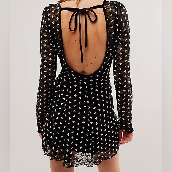 NWOT, Free People Sheer Delight Long Sleeve Lace Minidress✨ - Picture 3 of 4